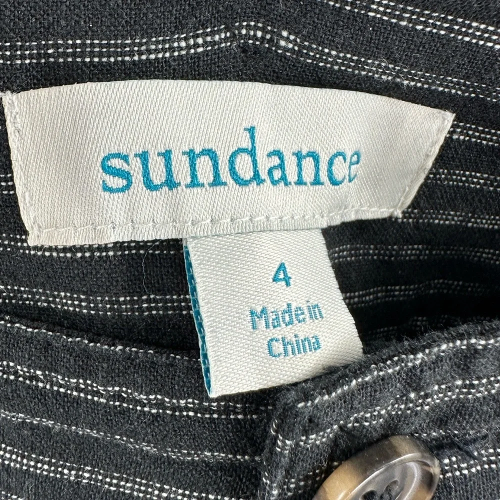 Sundance Pants Womens 4 Amelia Linen Blend Pinstripe Pleated Academia Goth - Picture 5 of 10